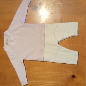 Baby Pink and Cream 100% cash Sweater Onesie Pull Over 9-12 month